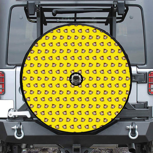 Monkey Emoji Pattern Print Tire Cover With Camera Hole