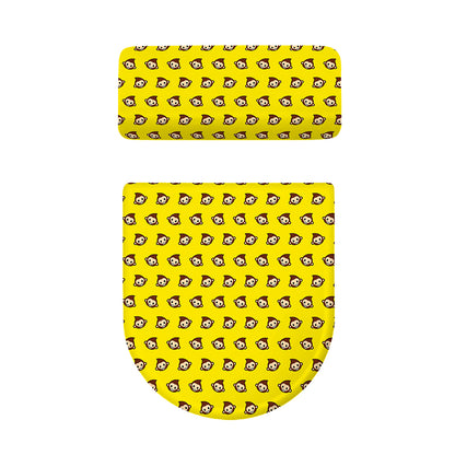 Monkey Emoji Pattern Print Toilet Lid And Tank Cover Set