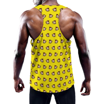 Monkey Emoji Pattern Print Training Tank Top