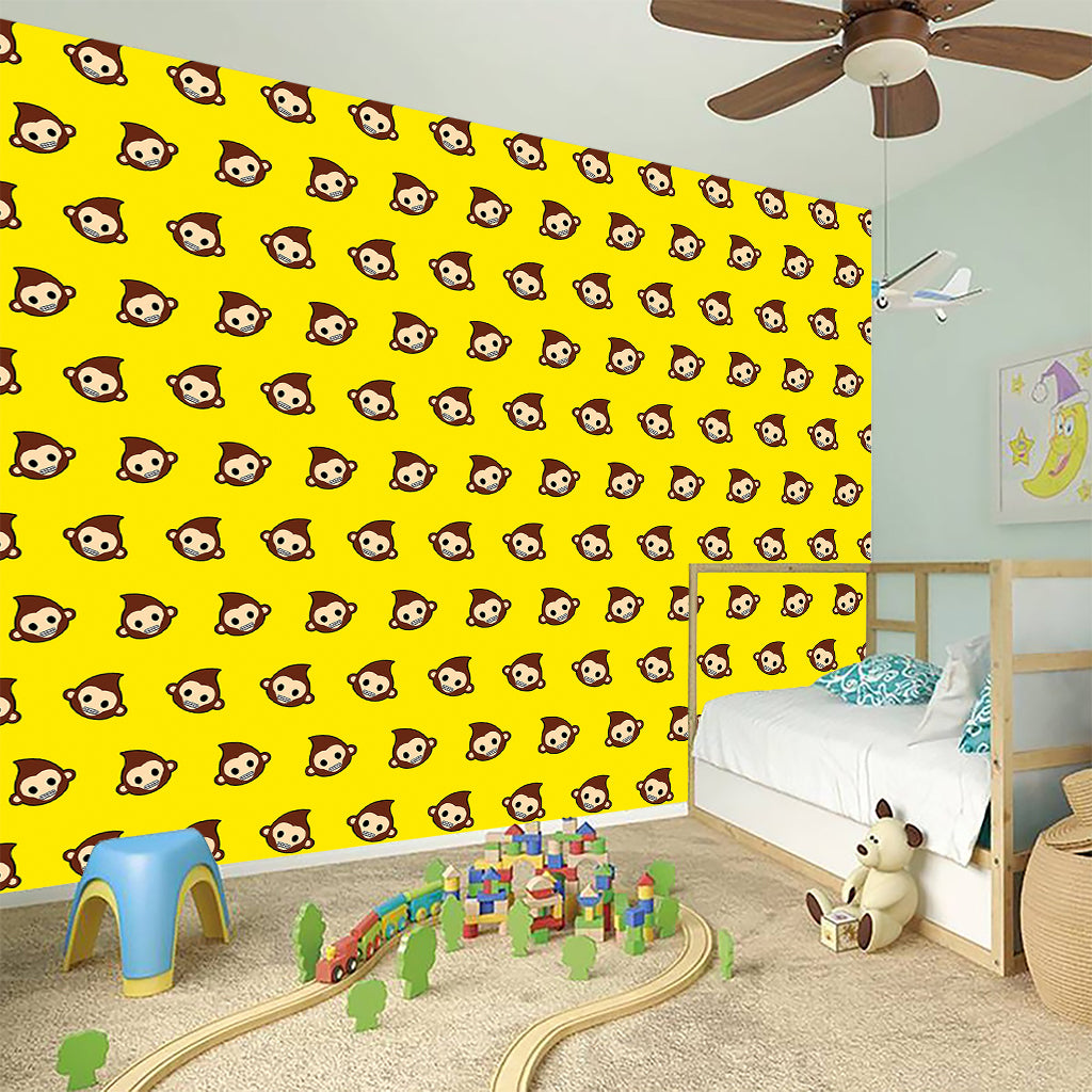 Monkey Emoji Pattern Print Wall Sticker