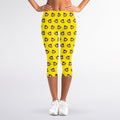 Monkey Emoji Pattern Print Women's Capri Leggings