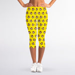 Monkey Emoji Pattern Print Women's Capri Leggings
