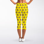 Monkey Emoji Pattern Print Women's Capri Leggings