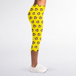 Monkey Emoji Pattern Print Women's Capri Leggings