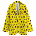Monkey Emoji Pattern Print Women's Cotton Blazer