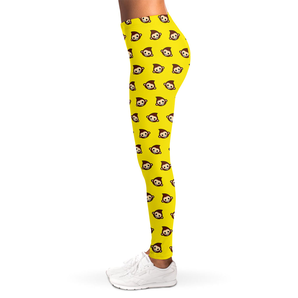 Monkey Emoji Pattern Print Women's Leggings