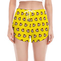 Monkey Emoji Pattern Print Women's Split Running Shorts