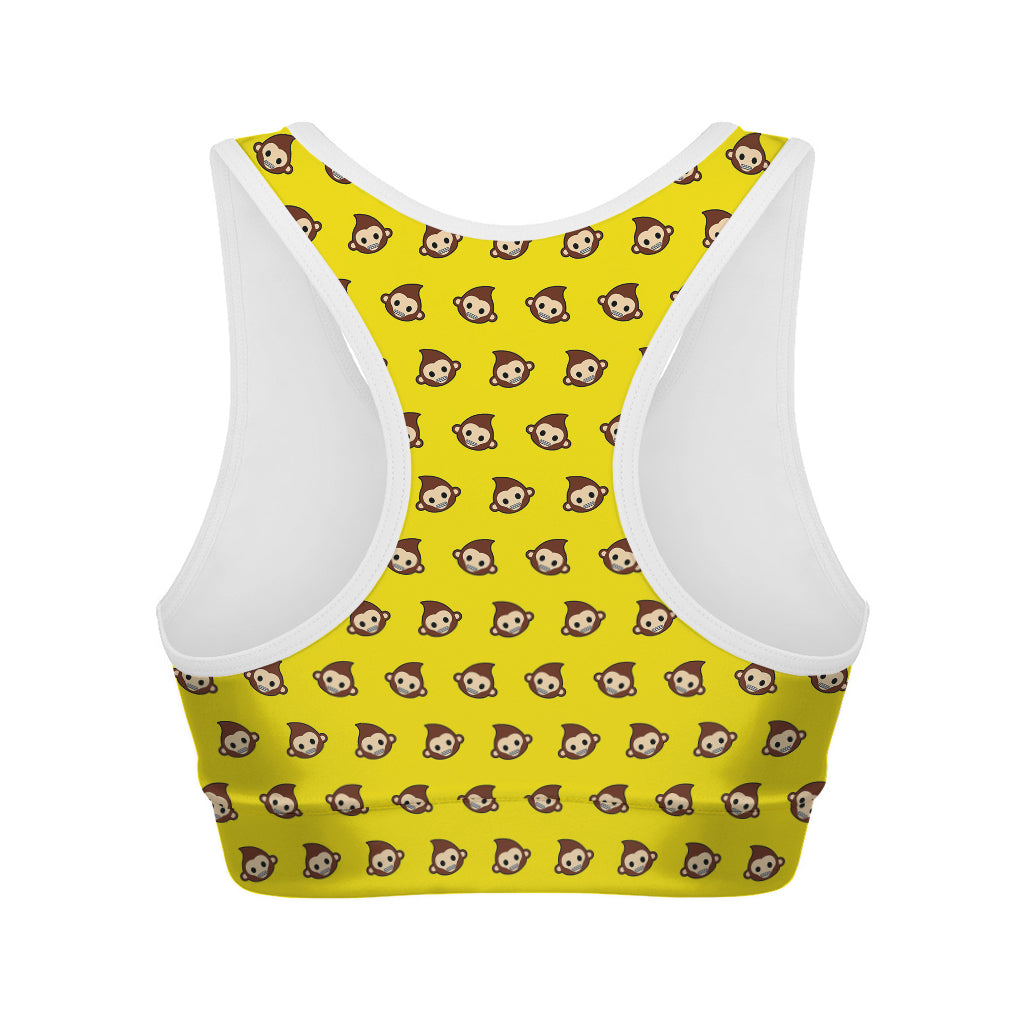 Monkey Emoji Pattern Print Women's Sports Bra