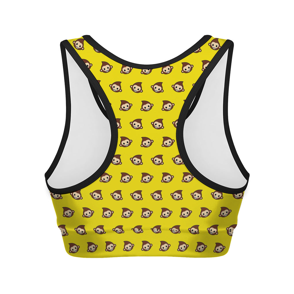 Monkey Emoji Pattern Print Women's Sports Bra