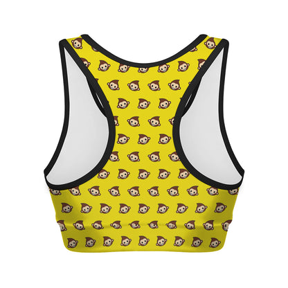 Monkey Emoji Pattern Print Women's Sports Bra