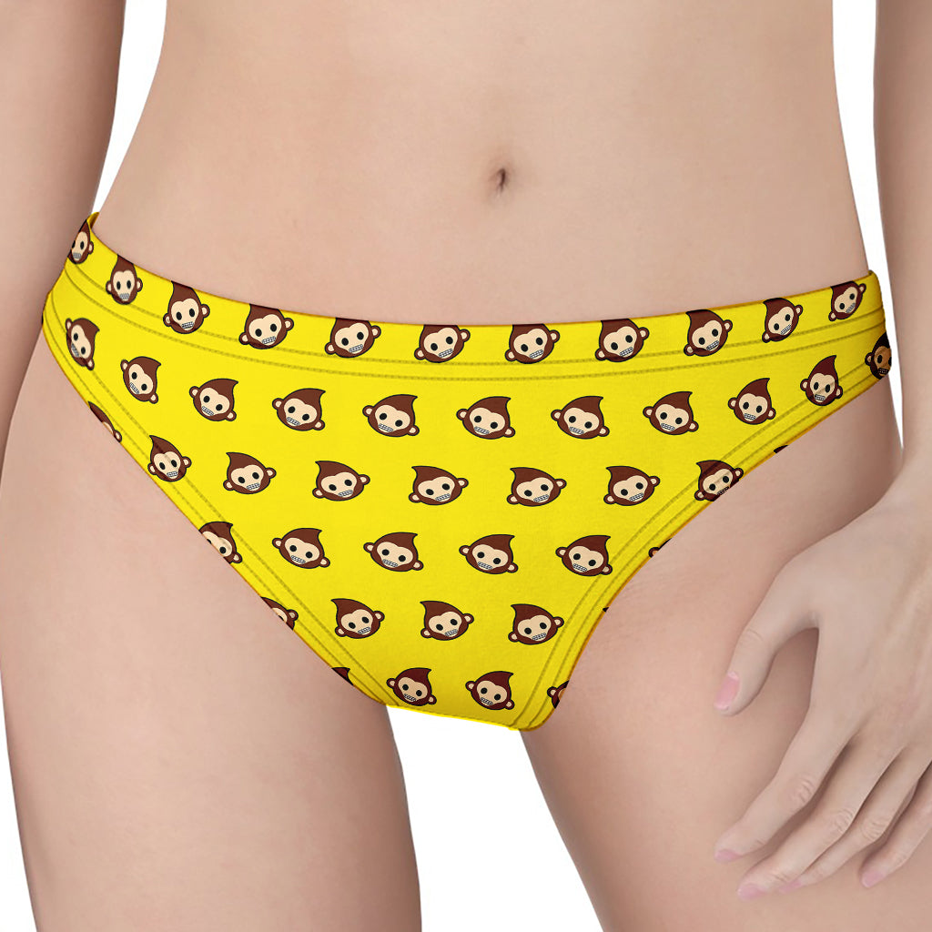 Monkey Emoji Pattern Print Women's Thong