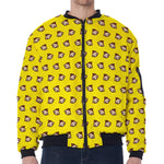 Monkey Emoji Pattern Print Zip Sleeve Bomber Jacket