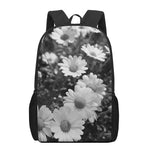 Monochrome Daisy Flower Print 17 Inch Backpack