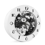Monochrome Daisy Flower Print Alarm Clock