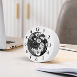 Monochrome Daisy Flower Print Alarm Clock