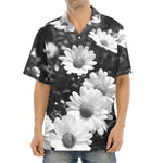 Monochrome Daisy Flower Print Aloha Shirt