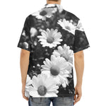Monochrome Daisy Flower Print Aloha Shirt