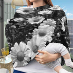 Monochrome Daisy Flower Print Baby Seat Cover