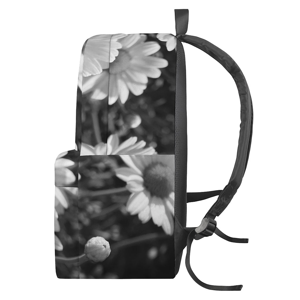 Monochrome Daisy Flower Print Backpack