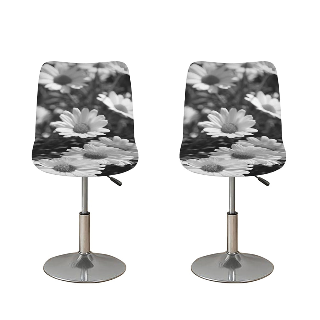 Monochrome Daisy Flower Print Bar Stool Covers