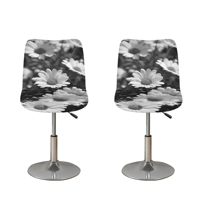 Monochrome Daisy Flower Print Bar Stool Covers