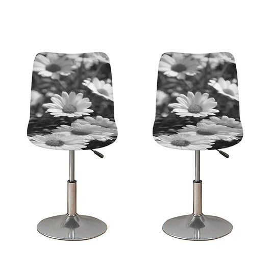 Monochrome Daisy Flower Print Bar Stool Covers
