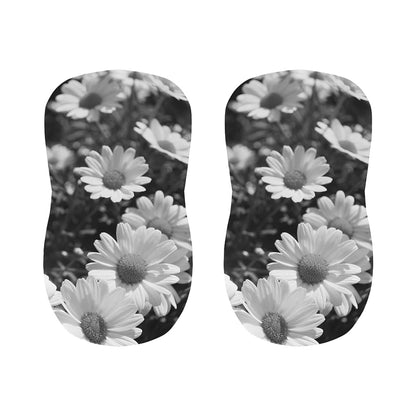 Monochrome Daisy Flower Print Bar Stool Covers
