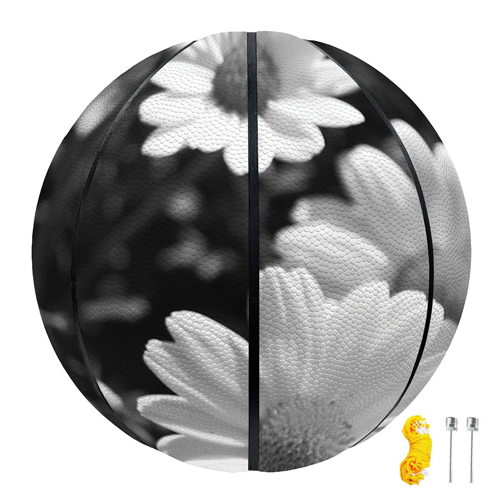 Monochrome Daisy Flower Print Basketball