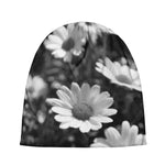 Monochrome Daisy Flower Print Beanie
