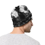 Monochrome Daisy Flower Print Beanie