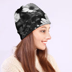 Monochrome Daisy Flower Print Beanie