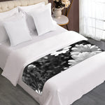 Monochrome Daisy Flower Print Bed Runner