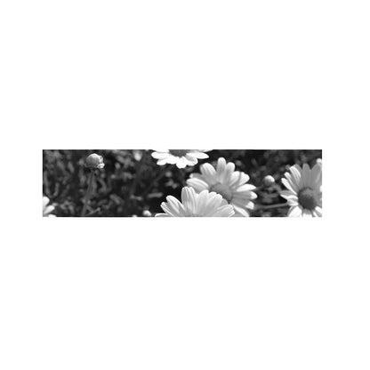 Monochrome Daisy Flower Print Bed Runner