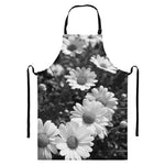 Monochrome Daisy Flower Print Bib Apron With Pocket