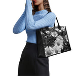 Monochrome Daisy Flower Print Canvas Tote Bag