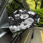 Monochrome Daisy Flower Print Car Side Mirror Covers
