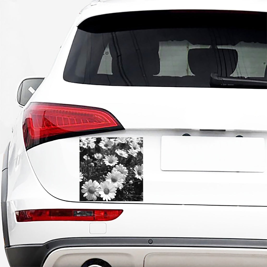 Monochrome Daisy Flower Print Car Sticker