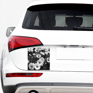 Monochrome Daisy Flower Print Car Sticker