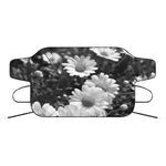 Monochrome Daisy Flower Print Car Windshield Snow Cover