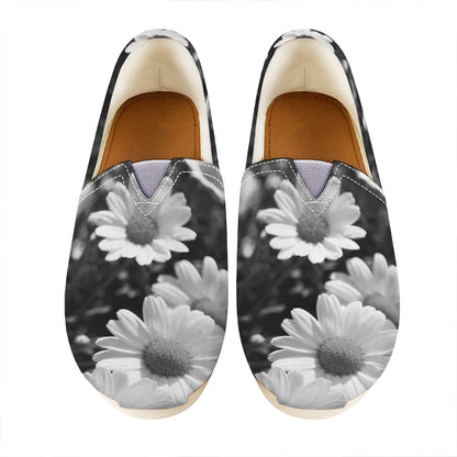 Monochrome Daisy Flower Print Casual Shoes