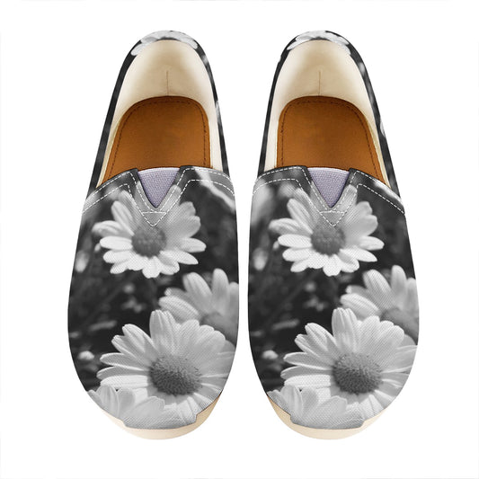 Monochrome Daisy Flower Print Casual Shoes