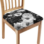 Monochrome Daisy Flower Print Chair Cushion Cover