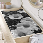 Monochrome Daisy Flower Print Changing Pad Cover
