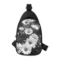 Monochrome Daisy Flower Print Sling Bag