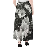 Monochrome Daisy Flower Print Chiffon Maxi Skirt