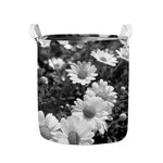 Monochrome Daisy Flower Print Collapsible Laundry Basket