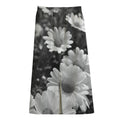 Monochrome Daisy Flower Print Cotton Front Slit Maxi Skirt
