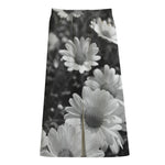 Monochrome Daisy Flower Print Cotton Front Slit Maxi Skirt