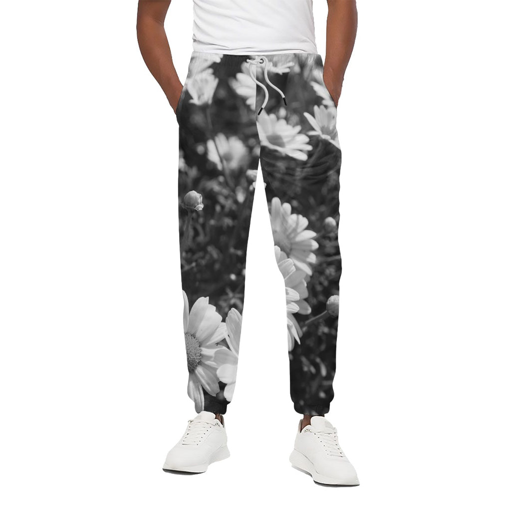 Monochrome Daisy Flower Print Cotton Pants