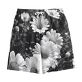 Monochrome Daisy Flower Print Cotton Shorts